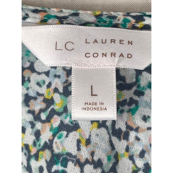 Lauren Conrad floral ruffle dress, size L EUC - Picture 2 of 12